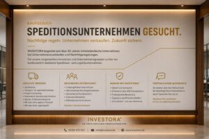 Speditionsunternehmen verkaufen: Diskrete Nachfolge für Logistik-UnternehmerSichern Sie das Lebenswerk Ihres Transport- oder Logistikunternehmens. Die INVESTORA GmbH sucht im Kundenauftrag bundesweit etablierte Speditionen zur Übernahme durch bonitätsstarke Investoren.Nachfolge regeln. Unternehmen verkaufen. Zukunft sichern.Der Markt für Speditions- und Logistikunternehmen befindet sich im Wandel. Gleichzeitig suchen immer mehr Unternehmer eine verlässliche Nachfolgelösung oder beschäftigen sich erstmals mit dem Gedanken eines Unternehmensverkaufs.INVESTORA begleitet seit über 20 Jahren mittelständische Unternehmen bei Unternehmensverkäufen und Nachfolgeregelungen. Strategische Käufer und Unternehmensgruppen suchen über uns kontinuierlich etablierte Speditions- und Logistikunternehmen.
